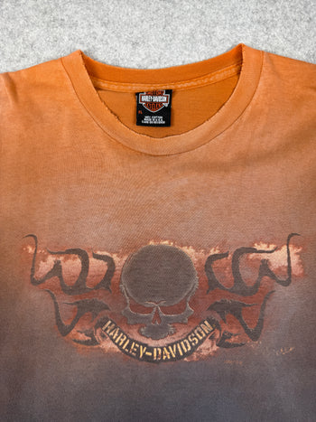 Vintage Harley Davidson Workman Faded Skull Tee Orange