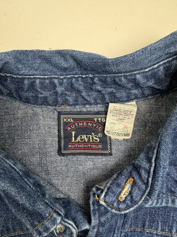 (XXL) Vintage Levis Orange Tab Denim Dark Washed Button Up