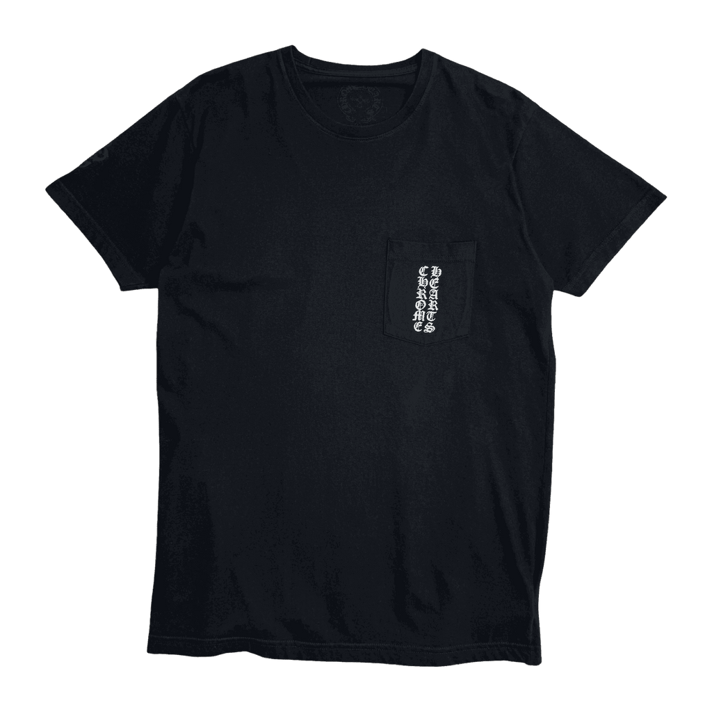 Chrome Hearts Scroll Cemetery Cross Pocket Tee Black