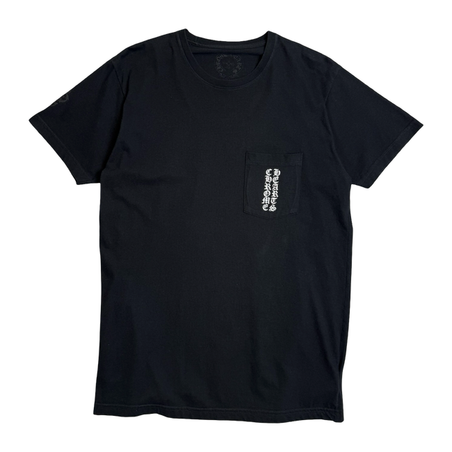 Chrome Hearts Scroll Cemetery Cross Pocket Tee Black