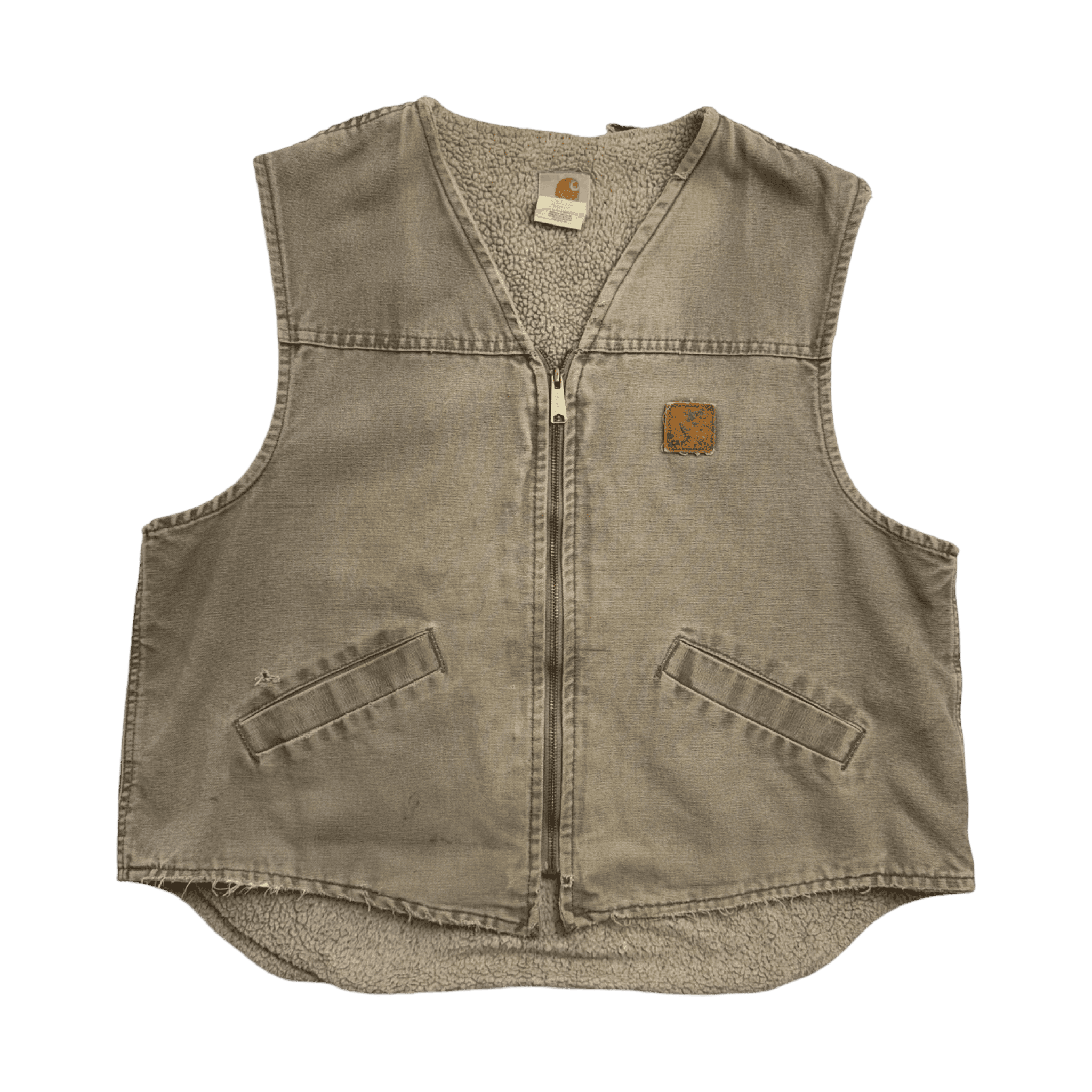 Vintage Carhartt Sherpa Lined Work Vest Beige