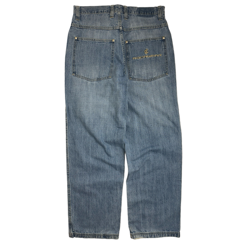 Rocawear Embroidered Logo Blue Denim Pants | Vintage Clothing Store Canada