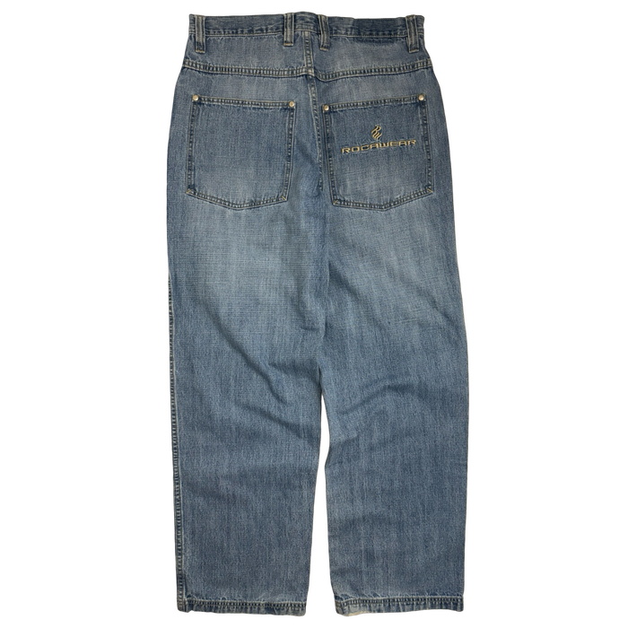Rocawear Embroidered Logo Blue Denim Pants | Vitnage Clothing Store Canada