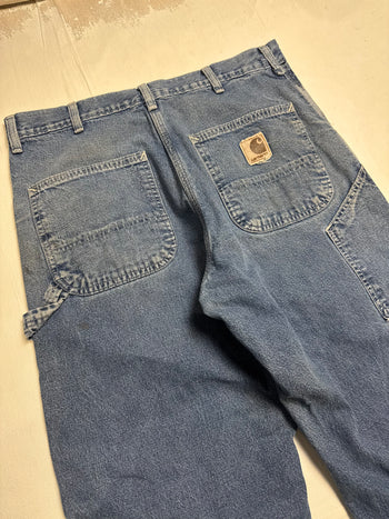Carhartt Plaid Lined Carpenter Denim Pants