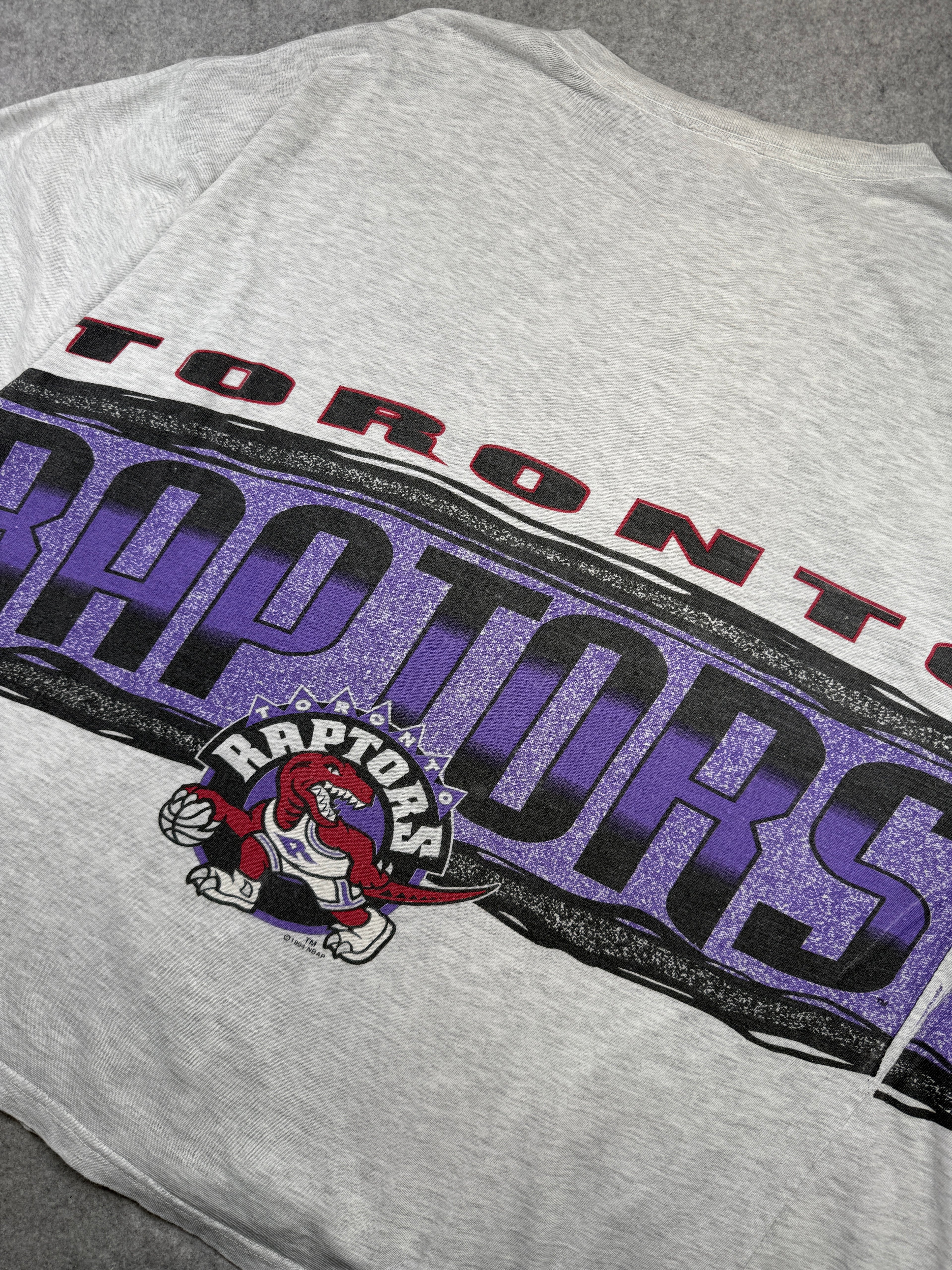 Vintage Toronto Raptors Wrap Around Purple Band Tee Grey