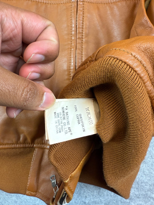 BAPE Sheep Skin Leather Shark Full Zip Jacket (USED) | Vitnage Clothing Store Canada