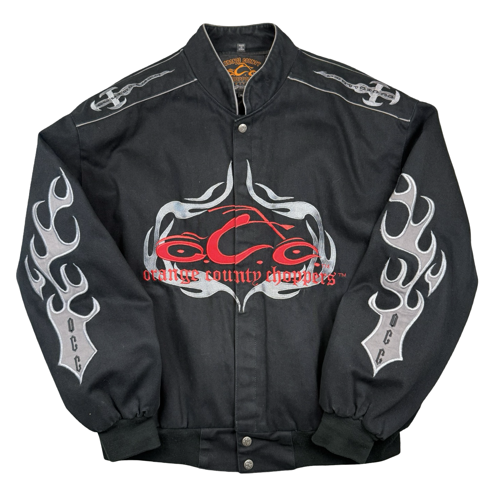 Vintage Orange County Choppers Flame Sleeve Canvas Jacket Black