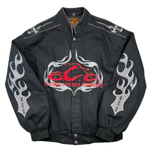 Vintage Orange County Choppers Flame Sleeve Canvas Jacket Black | Vintage Clothing Store Canada