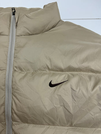 (XL) Vintage 2000s Nike Full Zip Puffer Jacket Tan