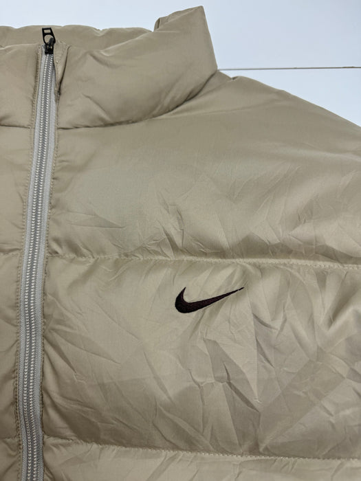 (XL) Vintage 2000s Nike Full Zip Puffer Jacket Tan | Vitnage Clothing Store Canada