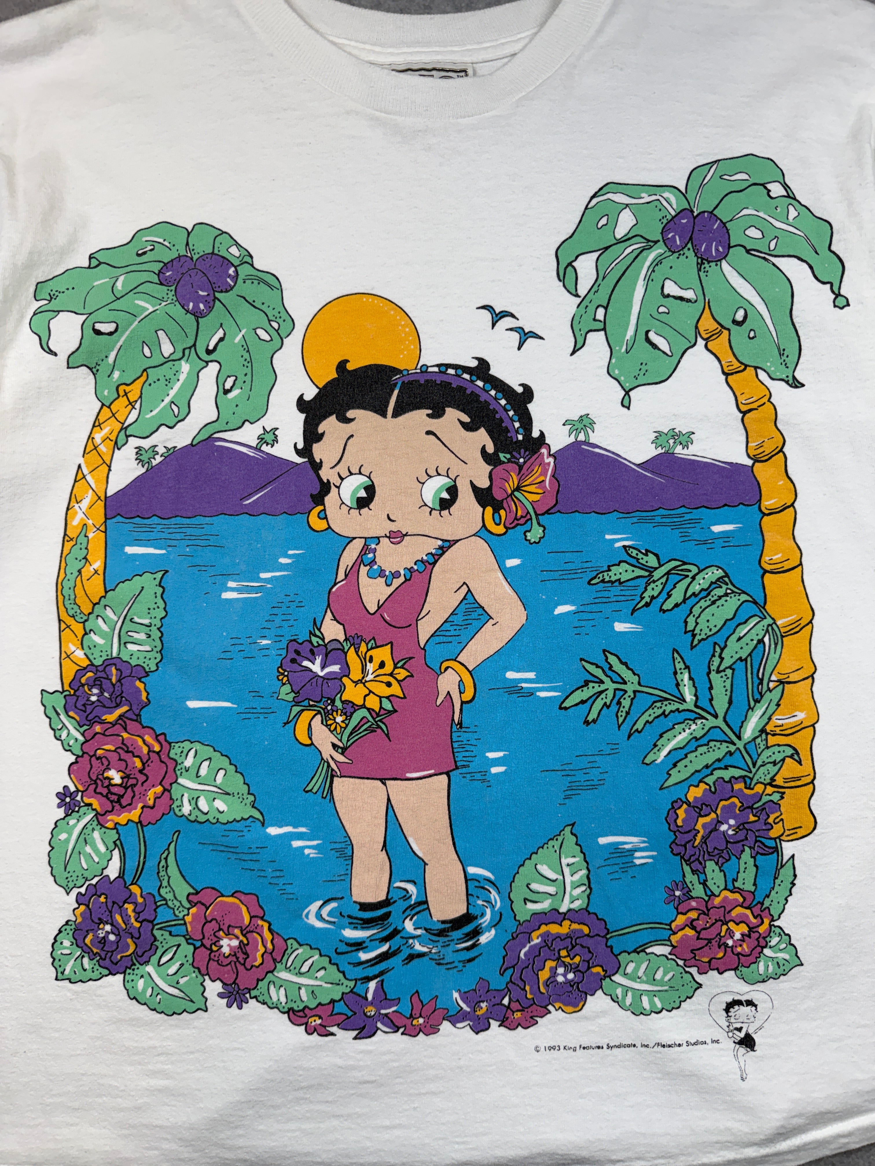 Vintage 90's Betty Boop Hawaiian Aloha Tee White