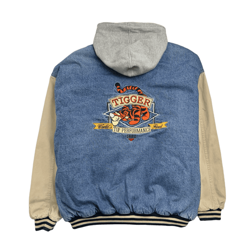 Vintage Disney Tigger Denim Hooded Varsity Jacket | Vintage Clothing Store Canada