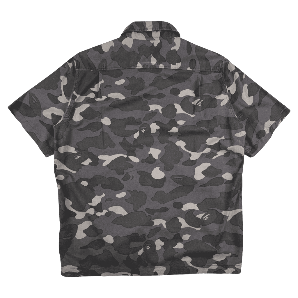 BAPE Desert Camo Velcro Logo Button Up Tee Black/Grey (USED)