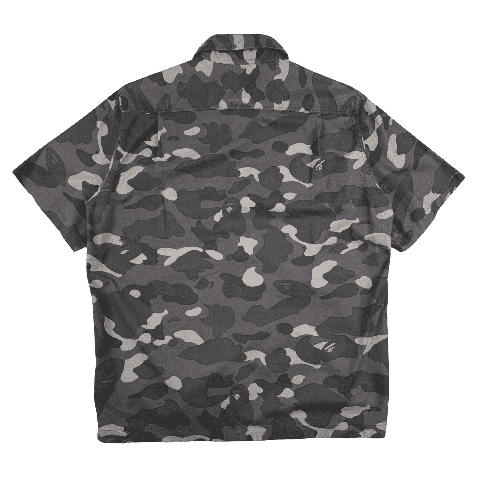 BAPE Desert Camo Velcro Logo Button Up Tee Black/Grey (USED)