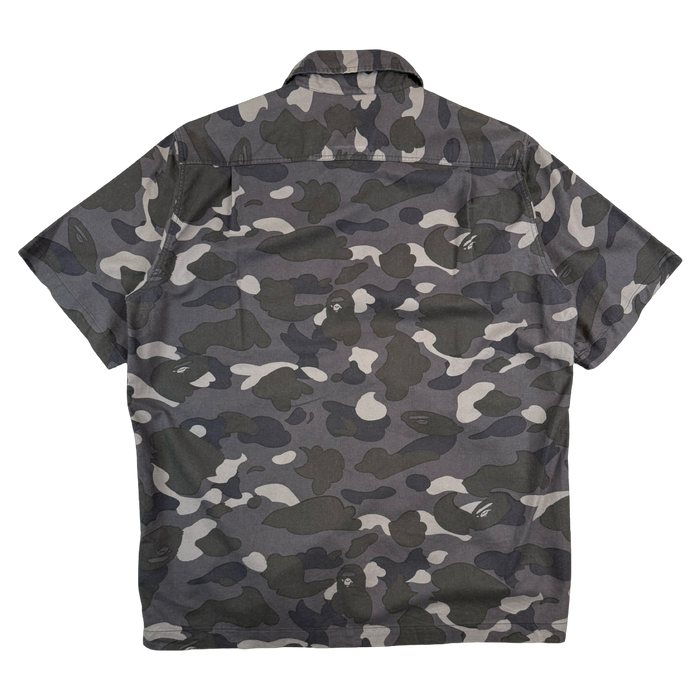 BAPE Desert Camo Velcro Logo Button Up Tee Black/Grey (USED) | Vitnage Clothing Store Canada