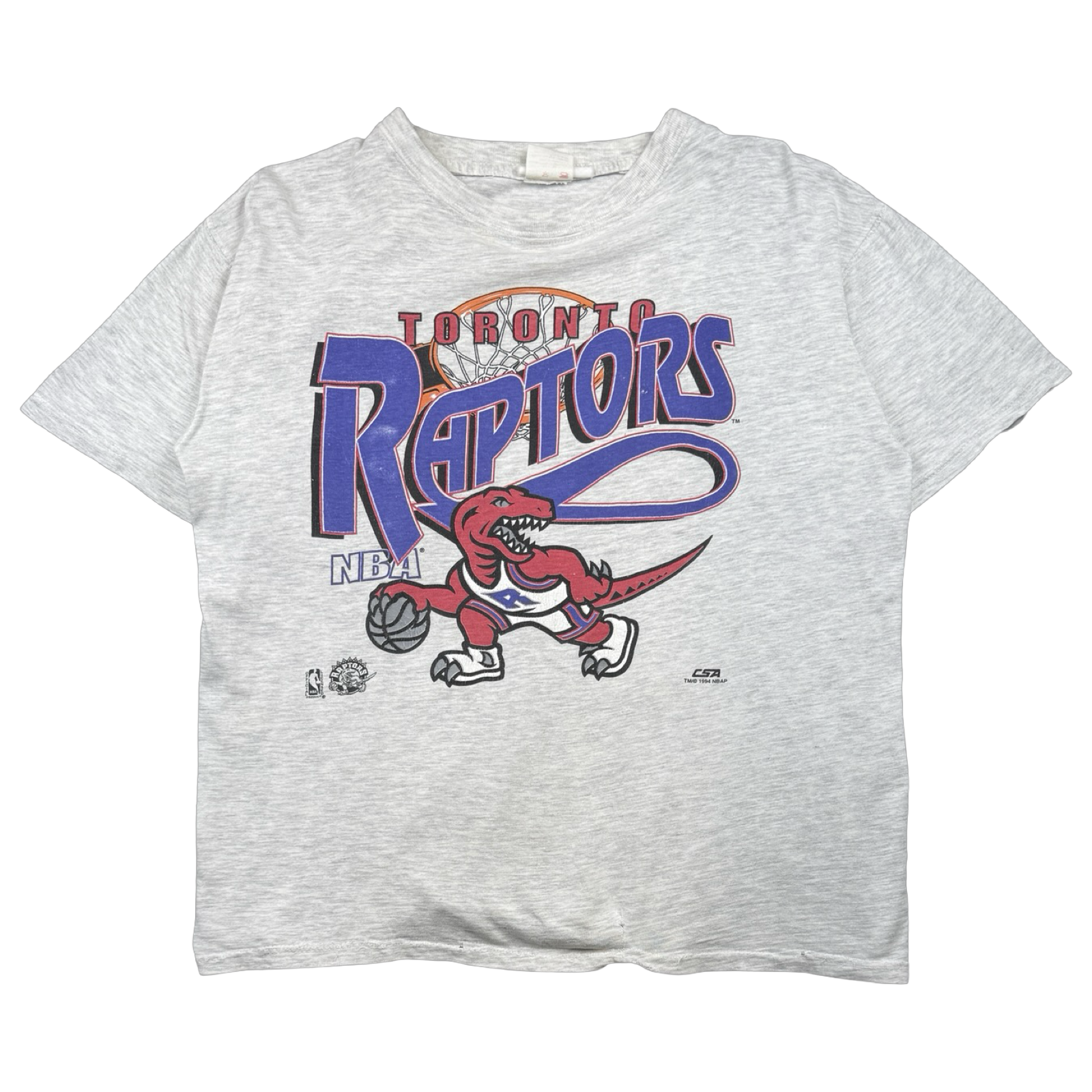 Vintage 1994 Toronto Raptors Mascot Logo Tee Grey