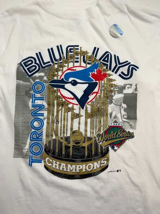 (XL) Vintage '92 Toronto Blue Jays Championship Tee White | Vitnage Clothing Store Canada