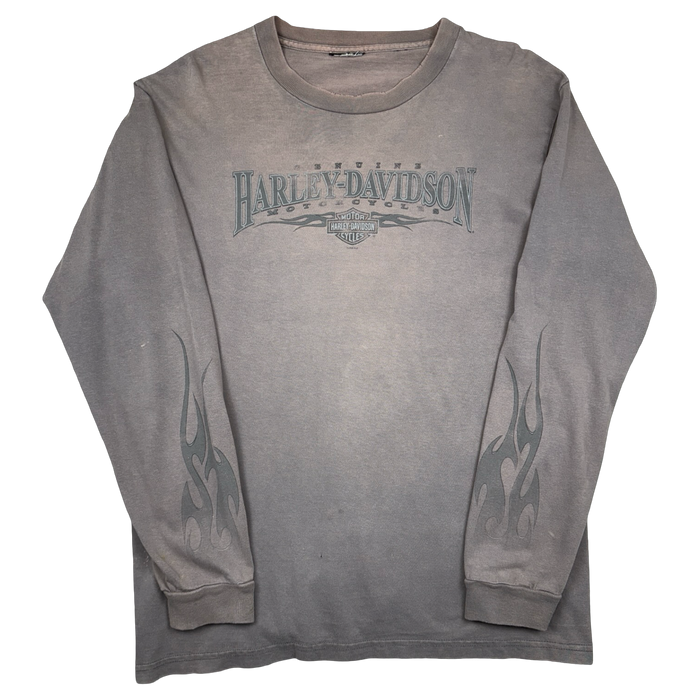 Vintage Harley Davidson New Jersey Flame Dice L/S Tee Faded Grey | Vitnage Clothing Store Canada