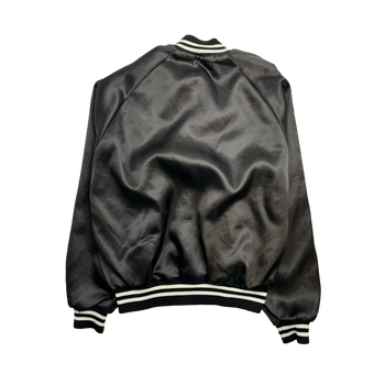 (M) Vintage Blank Satin Varsity Jacket Black