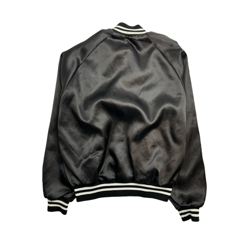 (M) Vintage Blank Satin Varsity Jacket Black | Vintage Clothing Store Canada