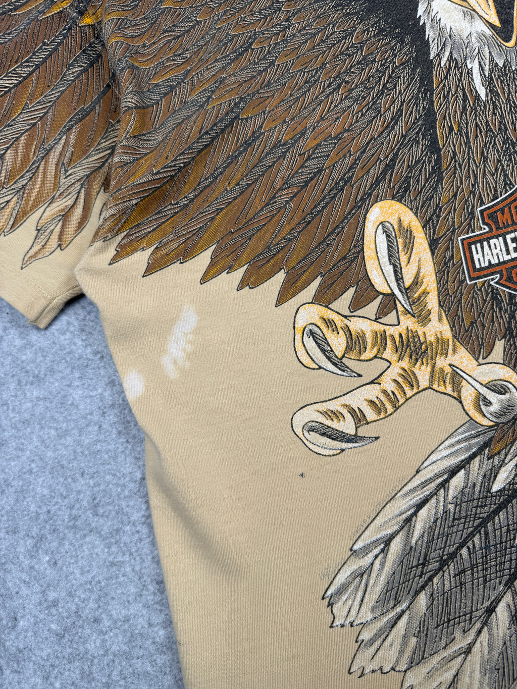 Vintage Harley Davidson Swooping Eagle Tee Beige
