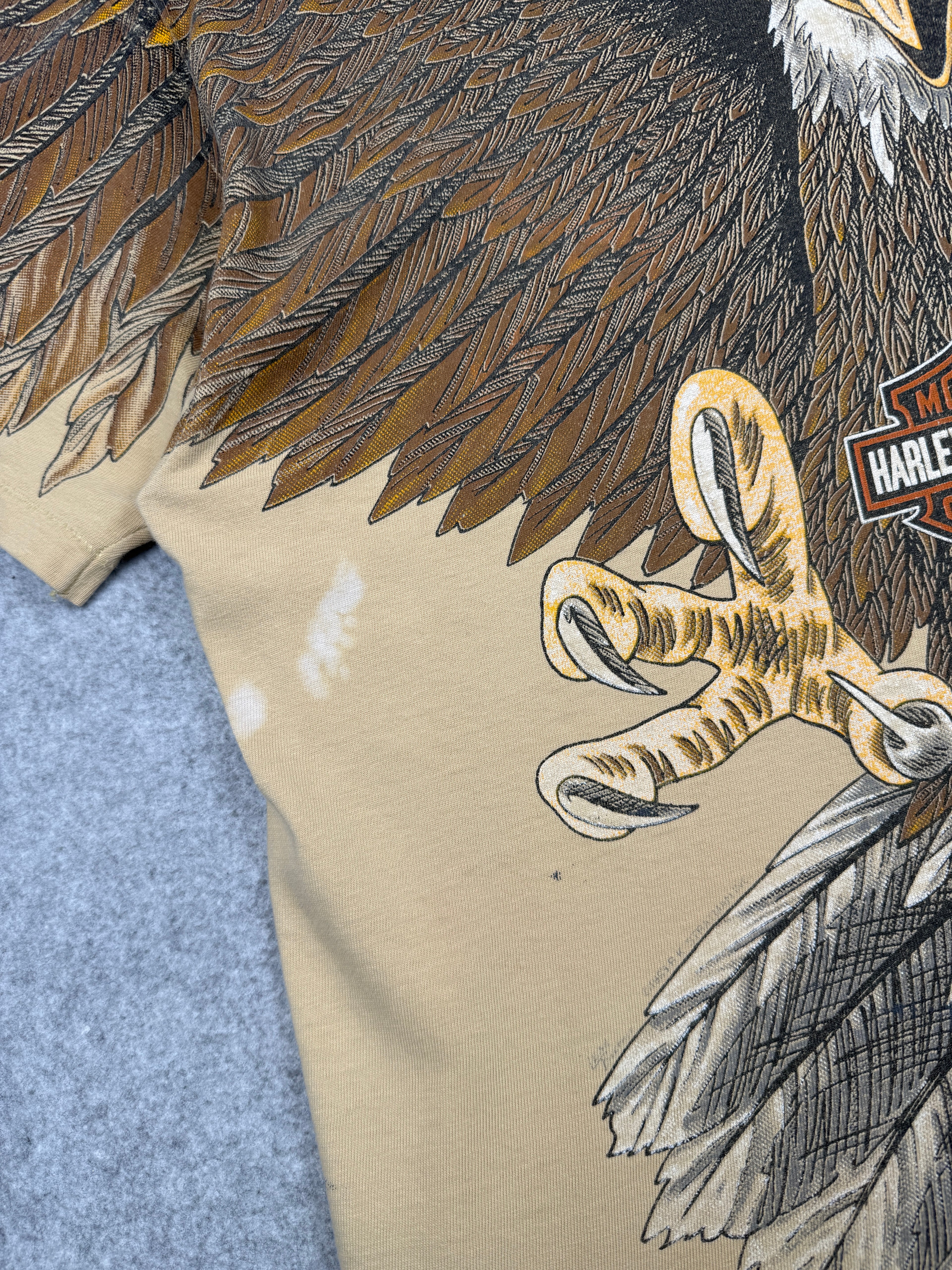 Vintage Harley Davidson Swooping Eagle Tee Beige
