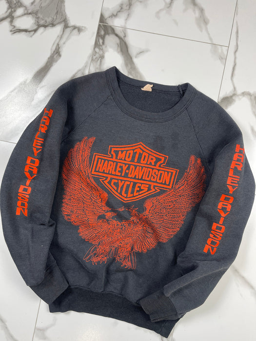 Vintage 80s Harley Davidson Sweatshirt Faded Black | Vitnage Clothing Store Canada