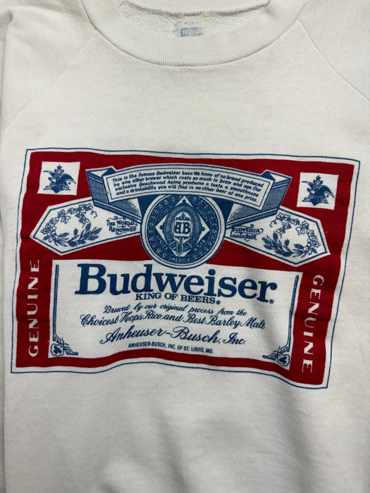 (XS) Vintage 90s Budweiser Sweatshirt White | Vitnage Clothing Store Canada