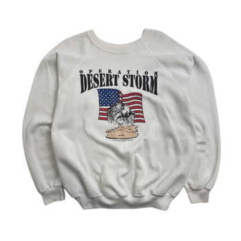 (M) Vintage 90s Operation Desert Storm Crewneck White