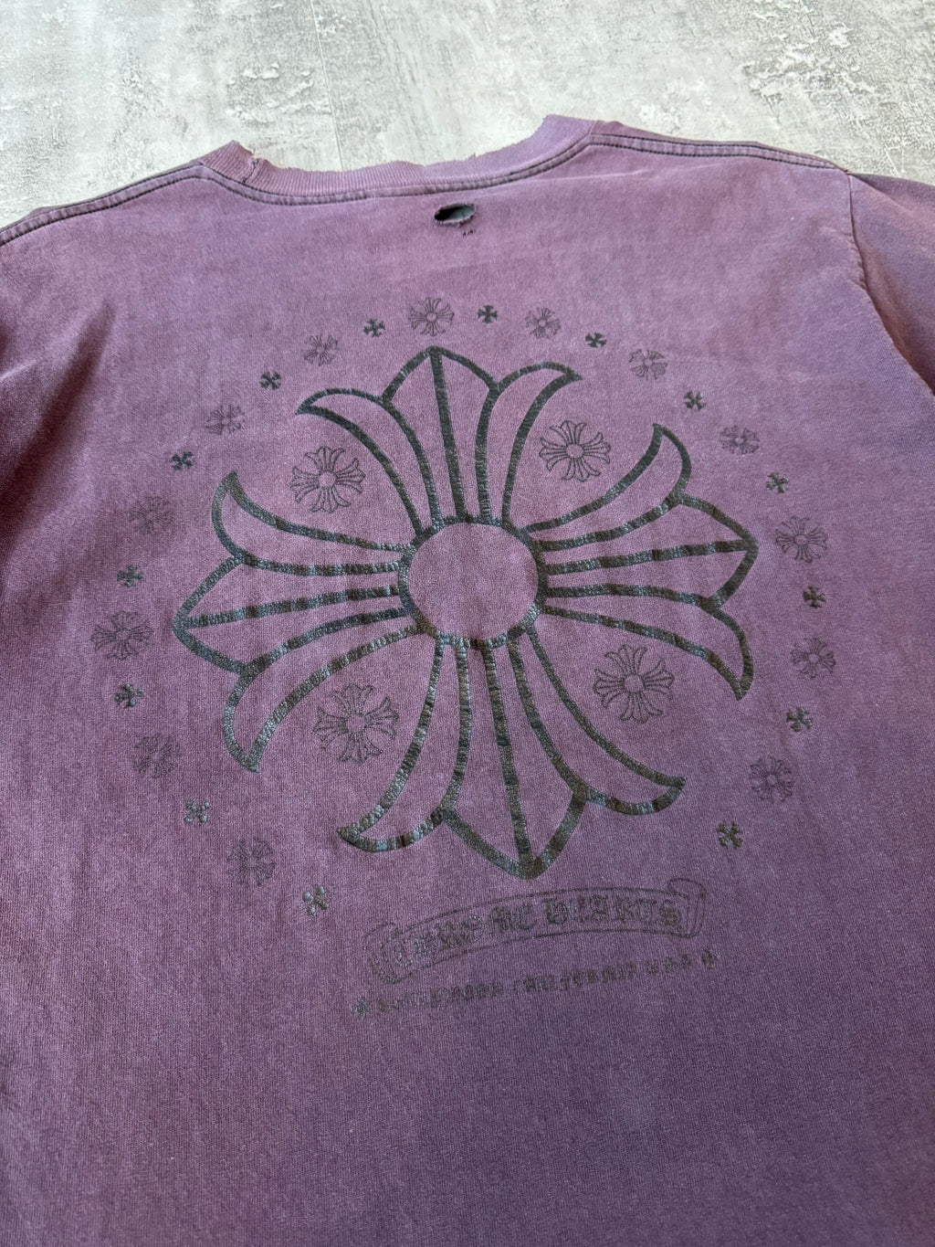 Vintage Chrome Hearts Faded Trashed Jumbo Cross Pocket Tee Black