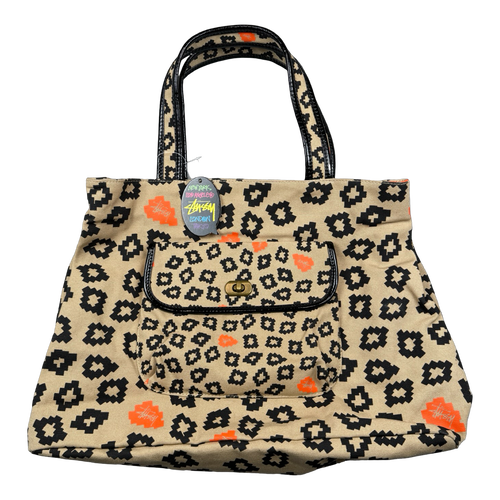 Women's Vintage Stussy Pixelated Leopard Print Tote Bag | Vintage Clothing Store Canada