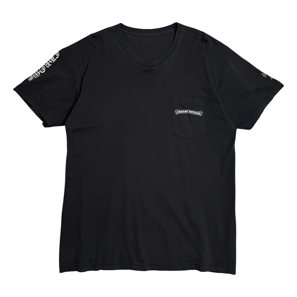 Chrome Hearts Sleeve Script Multi Cross Pocket Tee Black