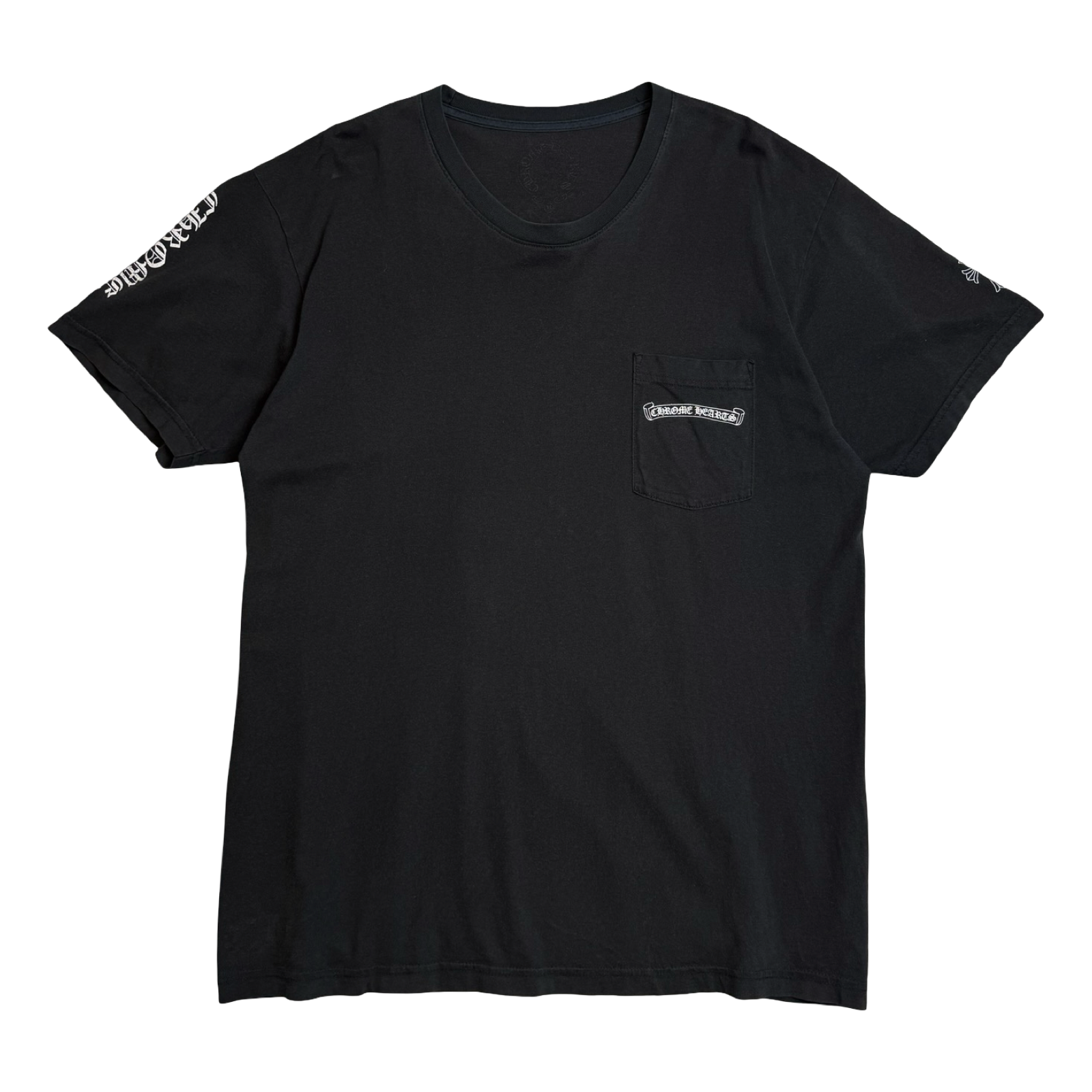 Chrome Hearts Sleeve Script Multi Cross Pocket Tee Black