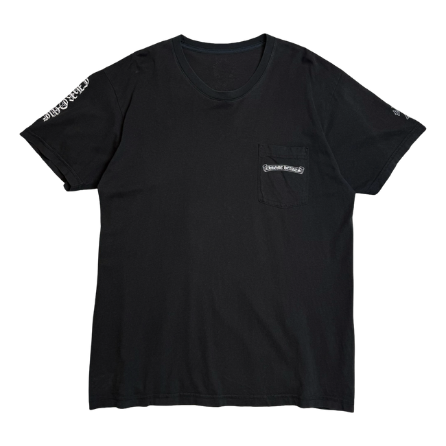 Chrome Hearts Sleeve Script Multi Cross Pocket Tee Black