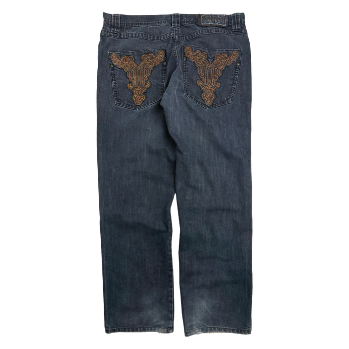 Pelle Pelle Dark Wash Embroidered Denim Pants | Vitnage Clothing Store Canada