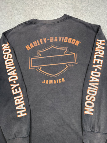 Vintage Harley Davidson Spell Out Sleeve L/S Tee Black