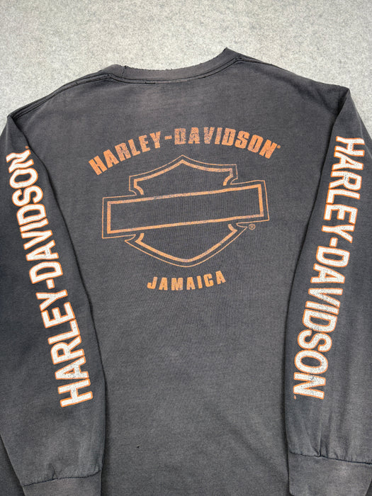 Vintage Harley Davidson Spell Out Sleeve L/S Tee Black | Vitnage Clothing Store Canada