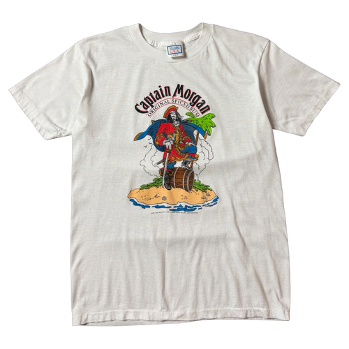 Vintage 1980s Captain Morgan Rum Tee White | Vintage Clothing Store Canada