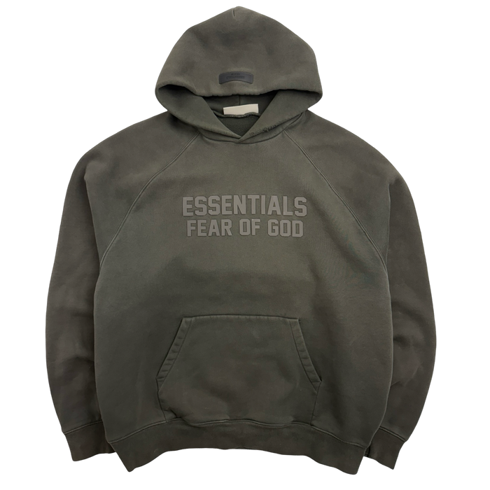 Fear of God Essentials Raglan Hoodie Gray Off Black (USED) | Vitnage Clothing Store Canada