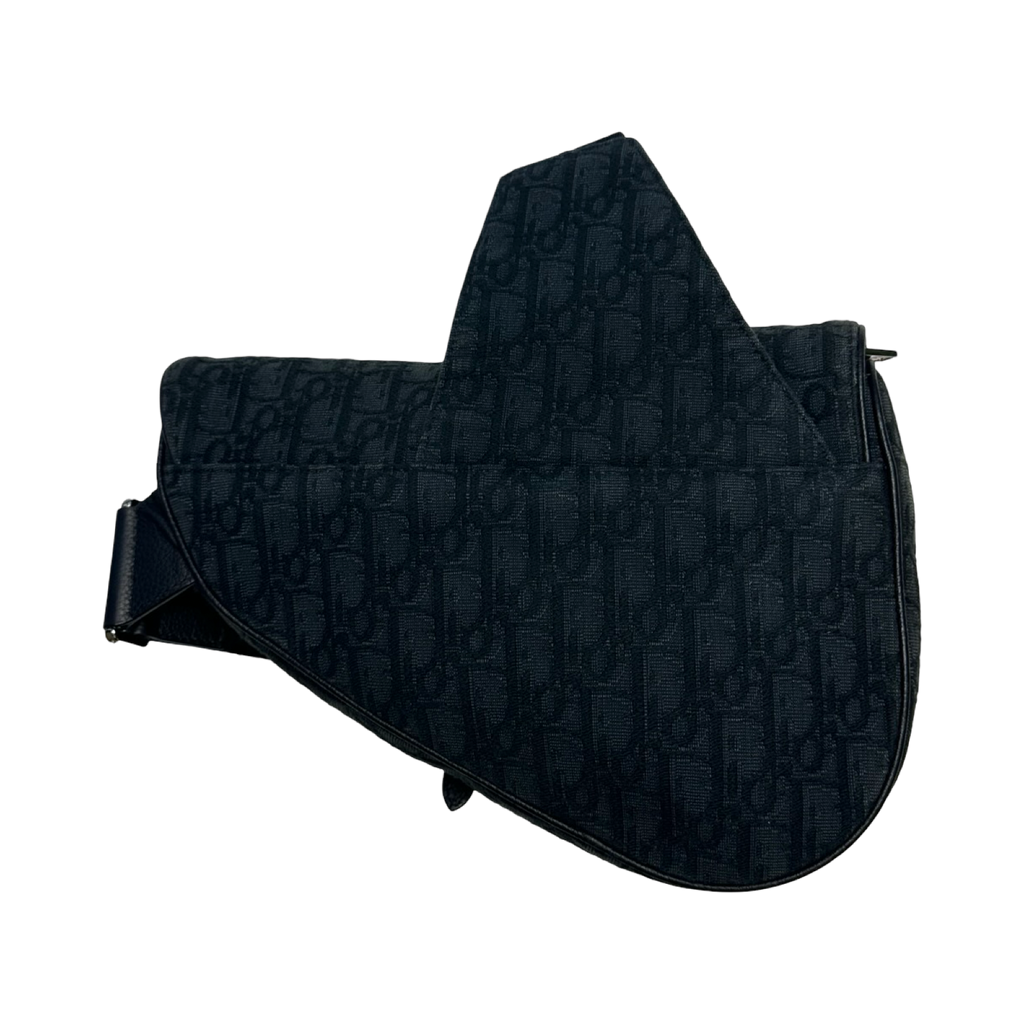 Dior Oblique Jacquard Saddle Bag Black