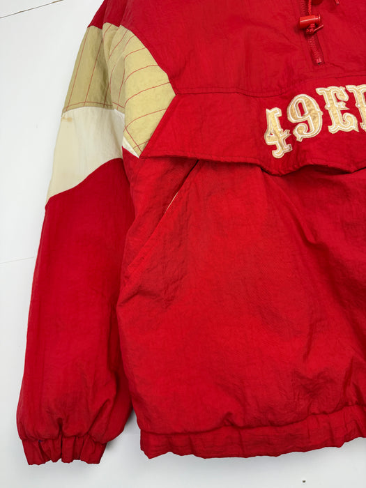 Vintage 90's San Francisco 49ers Hooded Starter Jacket Red | Vitnage Clothing Store Canada