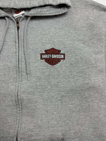 (XXL) Vintage '05 Harley Davidson Zip-Up Hoodie Grey