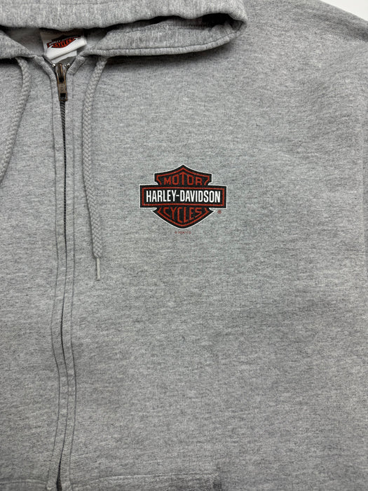 (XXL) Vintage '05 Harley Davidson Zip-Up Hoodie Grey | Vitnage Clothing Store Canada