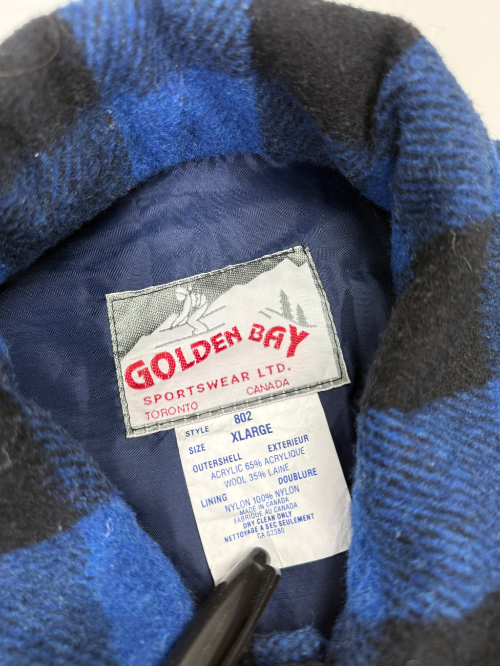 Vintage Golden Bay Wool Plaid Button Up Shirt Blue