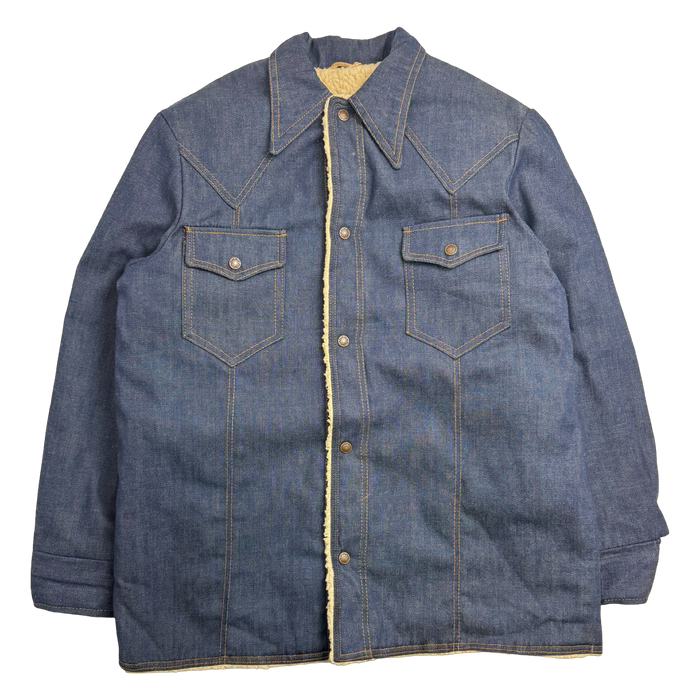 Vintage Salvaged Sherpa Lined Denim Jacket | Vitnage Clothing Store Canada