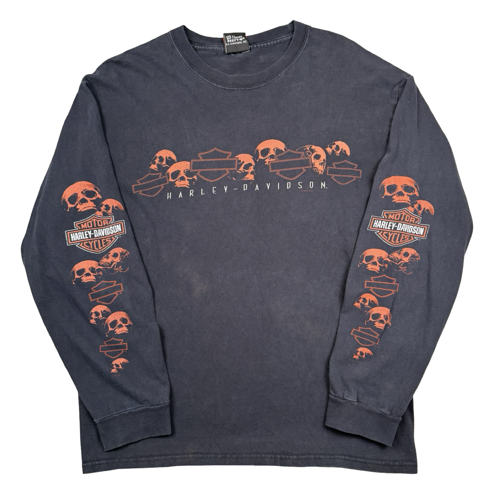 Vintage Harley Davidson Skull Sleeve L/S Tee Black