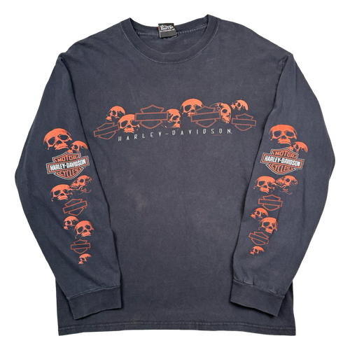 Vintage Harley Davidson Skull Sleeve L/S Tee Black | Vintage Clothing Store Canada