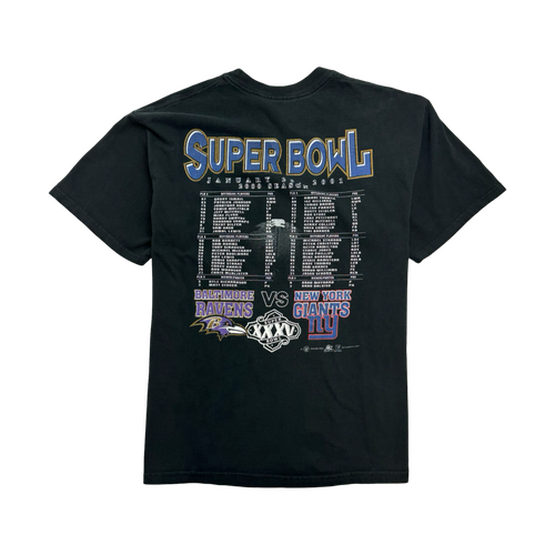 (L) Vintage '01 Super Bowl XXXV Ravens Vs. Giants Tee Black | Vintage Clothing Store Canada