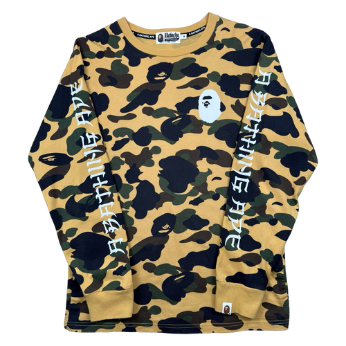 BAPE 1st Camo L/S Tee Yellow (USED) | Vintage Clothing Store Canada
