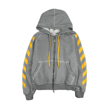 Moncler x Off-White Chevron Zip Up Hoodie Grey (USED)